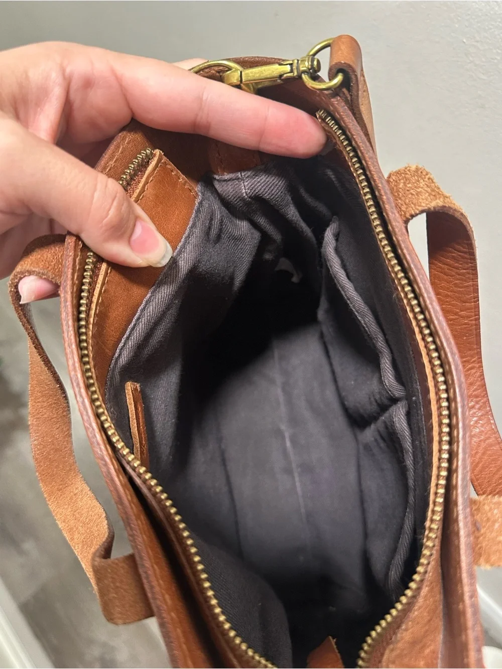 Madewell Medium Transport Tote Crossbody Bag English Saddle Leather
